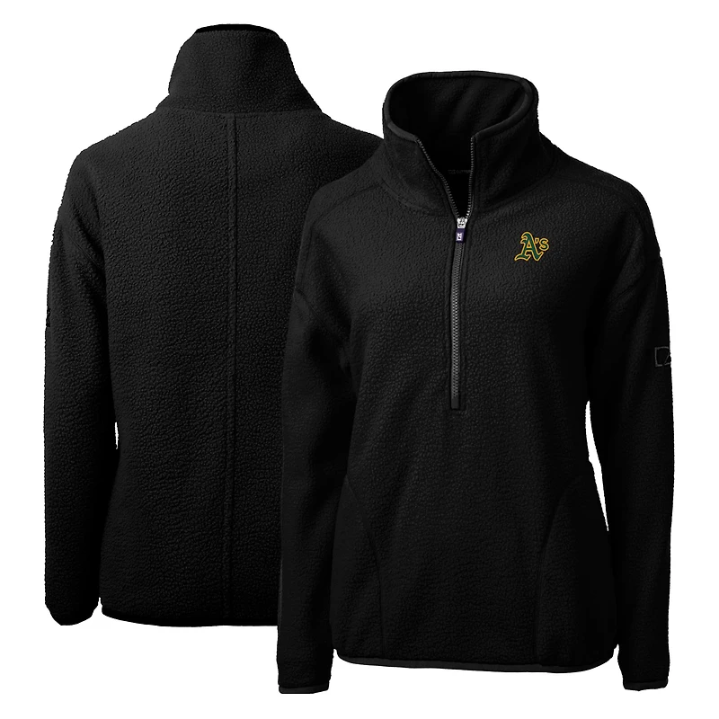 Women's Cutter & Buck Black Athletics Cascade Eco Sherpa Fleece Quarter-Zip Pullover Jacket