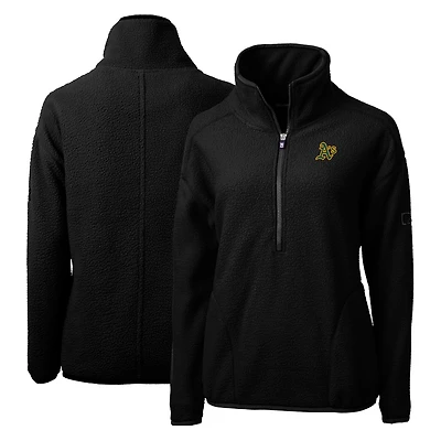 Women's Cutter & Buck Black Athletics Cascade Eco Sherpa Fleece Quarter-Zip Pullover Jacket