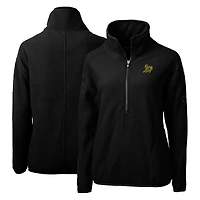 Women's Cutter & Buck Black Athletics Cascade Eco Sherpa Fleece Quarter-Zip Pullover Jacket