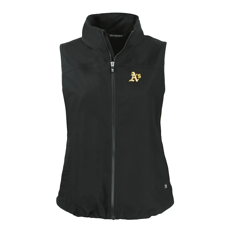 Women's Cutter & Buck Black Athletics Charter Eco Recycled Full-Zip Vest