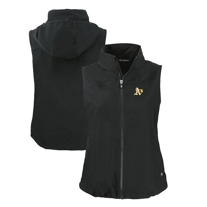 Women's Cutter & Buck Black Athletics Charter Eco Recycled Full-Zip Vest