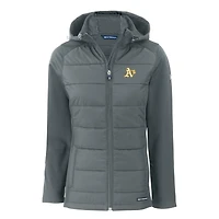 Women's Cutter & Buck Steel Athletics Evoke Hybrid Eco Softshell Recycled Full-Zip Hoodie Jacket