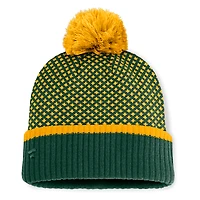 Women's Fanatics Green Athletics Fundamental Jacquard Cuffed Knit Hat with Pom