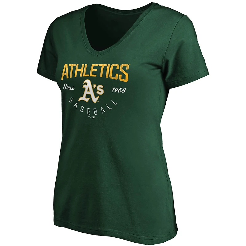 T-shirt col en V vert Fanatics Athletics Live For It pour femme