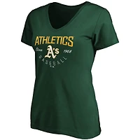 T-shirt col en V vert Fanatics Athletics Live For It pour femme