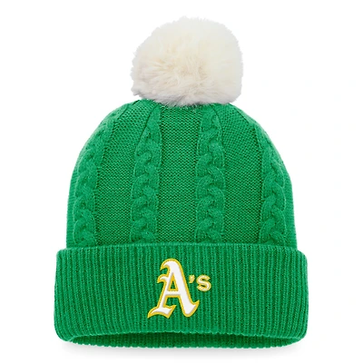 Bonnet en tricot torsadé avec pompon pour femme Fanatics Kelly Green Athletics