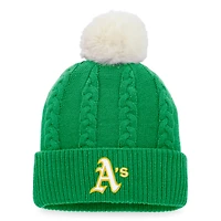 Bonnet en tricot torsadé avec pompon pour femme Fanatics Kelly Green Athletics