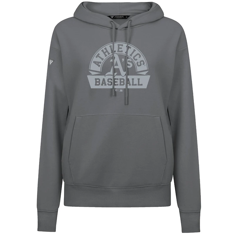 Women's Levelwear Gray Athletics Adorn Banner Arch Pullover Hoodie