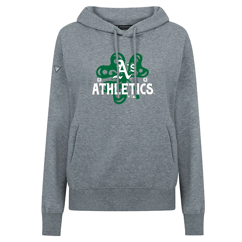Women's Levelwear  Gray Athletics St. Patrick's Day Adorn Shamrock Pullover Hoodie
