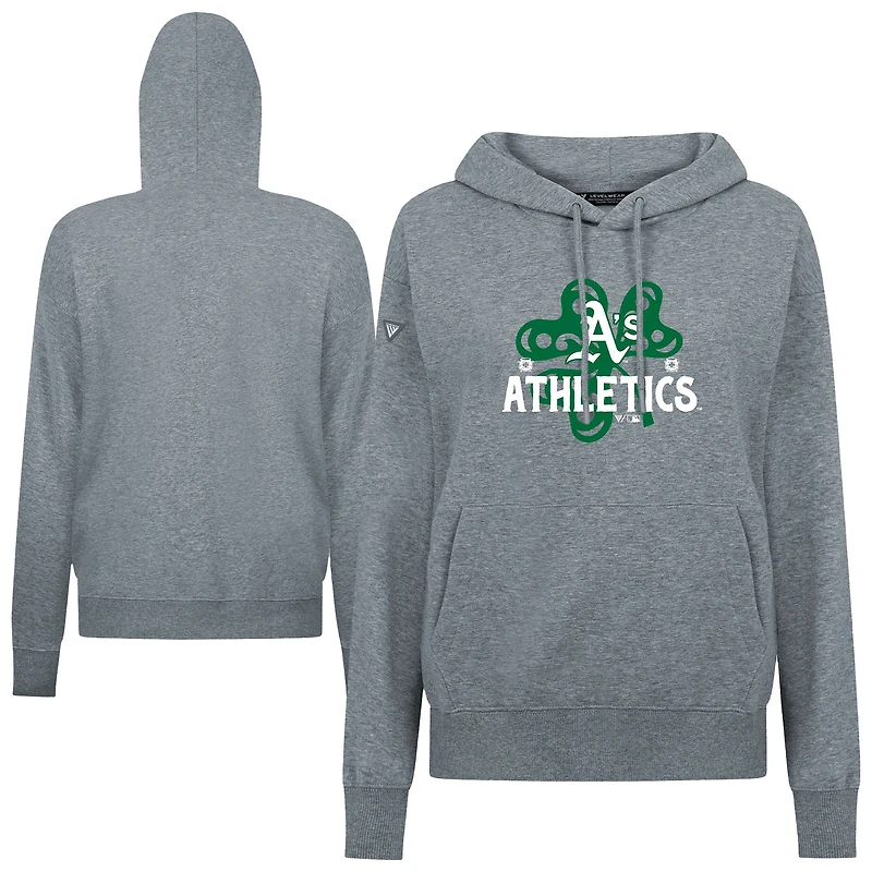 Women's Levelwear  Gray Athletics St. Patrick's Day Adorn Shamrock Pullover Hoodie