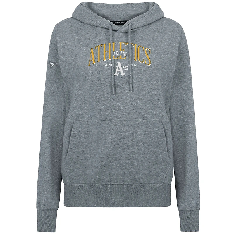 Sweat à capuche gris Oakland Athletics Adorn Throwback Spellout pour femme Levelwear