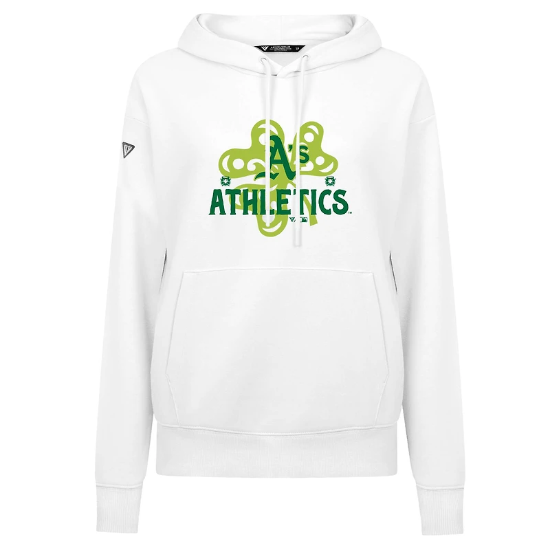 Sweat à capuche blanc pour femme Levelwear Athletics St. Patrick's Day Adorn Shamrock