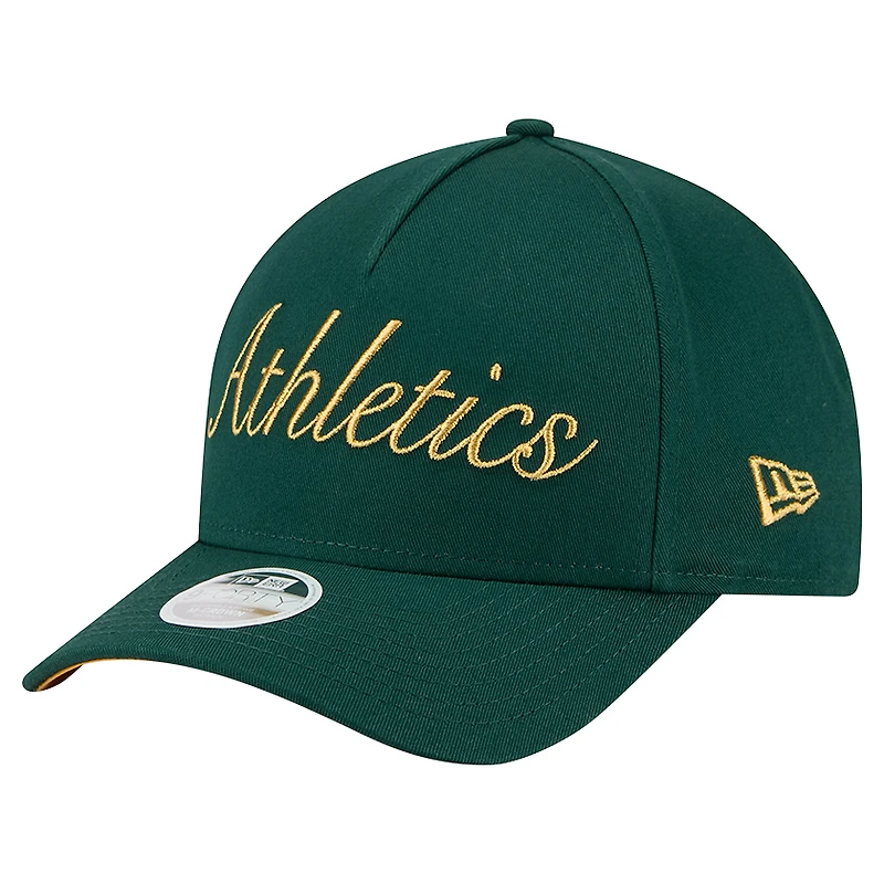 Casquette ajustable A-Frame 9FORTY métallisée verte New Era Athletics pour femme