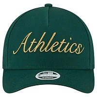 Women's New Era Green Athletics Metallic A-Frame 9FORTY Adjustable Hat