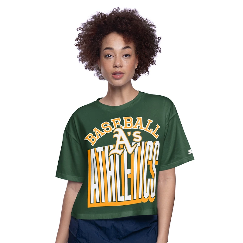 T-shirt court et boxy pour femme Starter Green Athletics Play the Ball