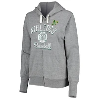 Women's Touch Gray Athletics Training Camp Tri-Blend Lightweight Full-Zip Hoodie