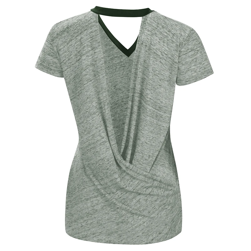 Women's Touch Green Athletics Halftime Back Wrap Top V-Neck T-Shirt
