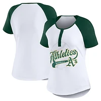 T-shirt raglan Henley ajusté blanc/vert pour femme WEAR by Erin Andrews