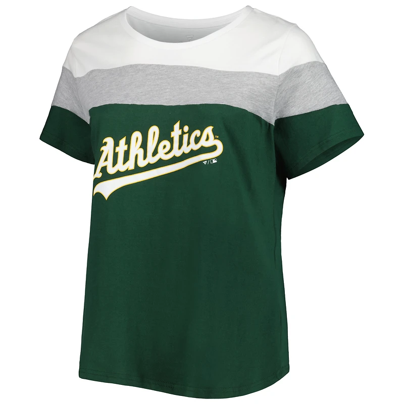 Women's White/Green Athletics Plus Colorblock T-Shirt