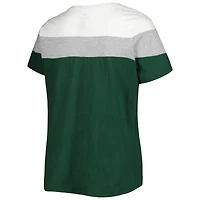 Women's White/Green Athletics Plus Colorblock T-Shirt