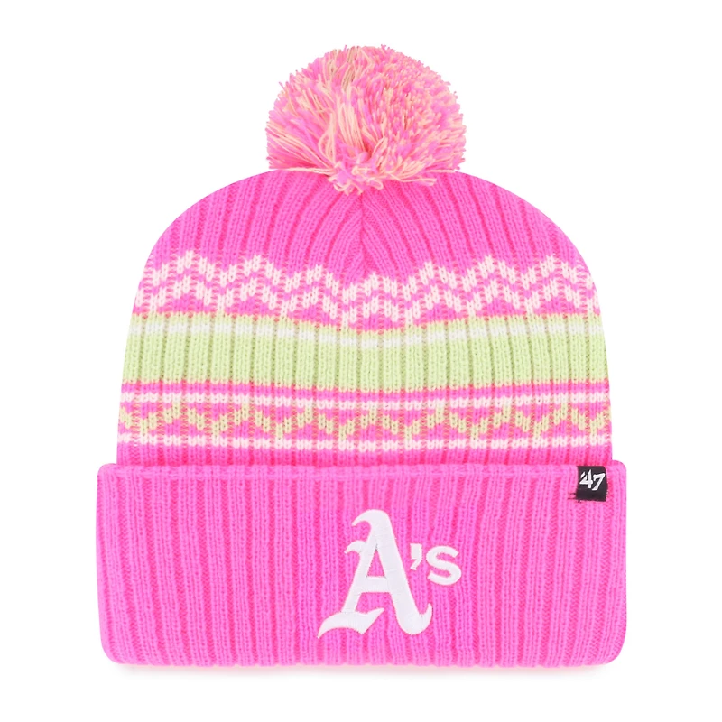 Bonnet en tricot à revers Polar Vortex rose pour jeunes '47 avec pompon