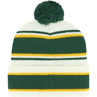 Youth '47 White/Green Athletics Stripling Cuffed Knit Hat with Pom