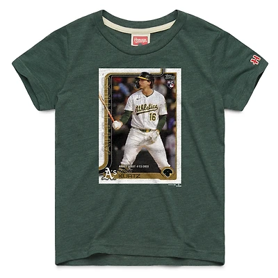 T-shirt tri-blend hommage à Nick Kurtz, carte de baseball Topps Athletics verte, pour jeunes