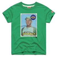T-shirt en mélange de trois matières, hommage à Reggie Jackson, carte baseball Topps Athletics verte, pour jeunes