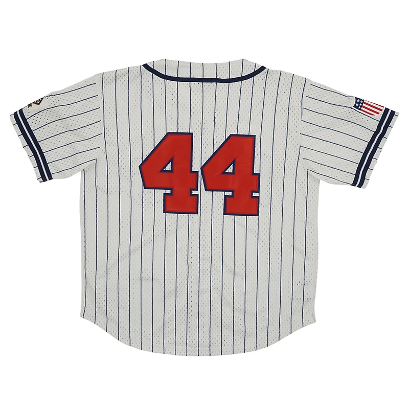 Men's Rings & Crwns #44 Cream Atlanta Black Crackers Mesh Button-Down Replica Jersey