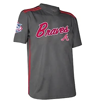 Maillot à col en V de l'équipe Atlanta Braves charbon bois Stitches pour jeunes