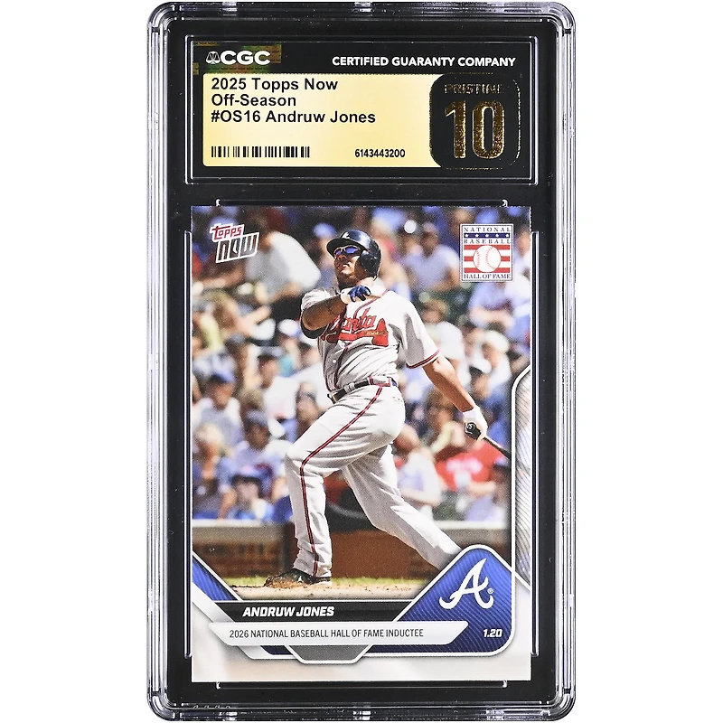 Carte Andruw Jones Atlanta Braves 2025 Topps Now Off-Season National Baseball Hall of Fame #OS16 authentifiée CGC PRISTINE 10