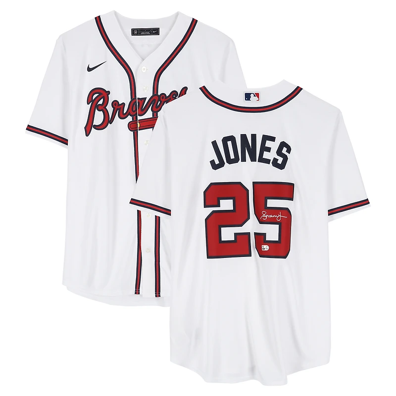 Maillot réplique blanc Nike autographié par Andruw Jones des Braves d'Atlanta