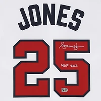 Maillot réplique blanc Nike autographié par Andruw Jones des Braves d'Atlanta avec inscription « HOF 2026 »