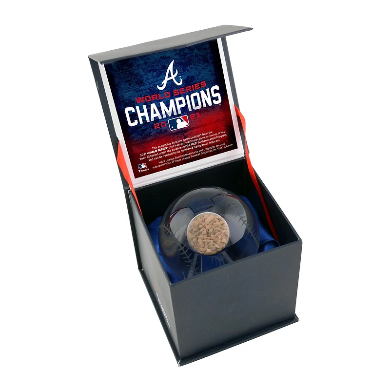 Atlanta Braves 2021 MLB World Series Champions Crystal Baseball with Game-Used Dirt