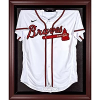 Vitrine de présentation du maillot avec logo encadré en acajou des champions de la série mondiale MLB 2021 des Braves d'Atlanta