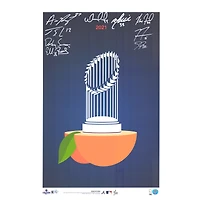 Atlanta Braves Multi-Signed 14" x 20" 2021 World Series Champions Peach Logo Minimalist Print by S. Preston - #1 of a Limited Edition of 21