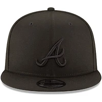 Atlanta Braves New Era Black on Black 9FIFTY Team Snapback Adjustable Hat - Black