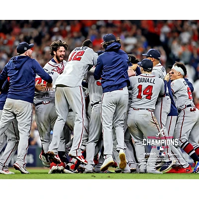 Atlanta Braves Unsigned 2021 MLB World Series Champions Team Dogpile Photograph