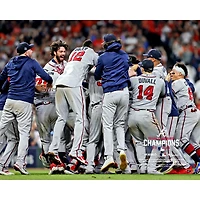 Atlanta Braves Unsigned 2021 MLB World Series Champions Team Dogpile Photograph