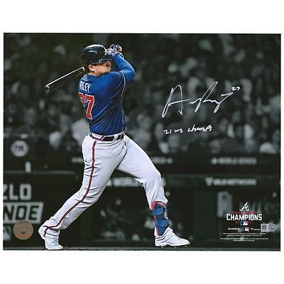 Austin Riley Atlanta Braves Autographed 11" x 14" 2021 World Series Champions Hitting Spotlight Photograph with "21 WS Champs" Inscription