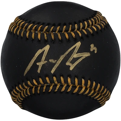 Balle de baseball en cuir noir autographiée par Austin Riley des Braves d'Atlanta