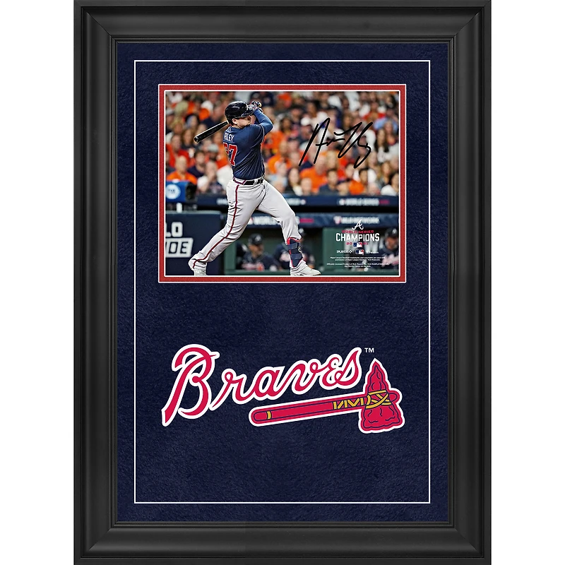 Austin Riley Atlanta Braves Autographed Deluxe Framed 8" x 10" 2021 World Series Champions Hitting Photograph