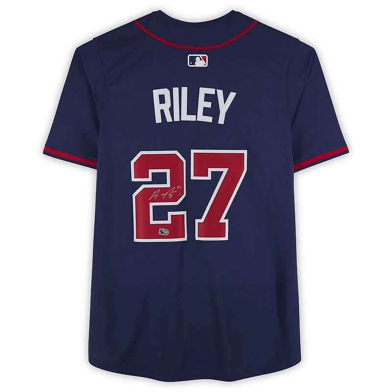 Maillot Nike Limited bleu marine autographié par Austin Riley des Braves d'Atlanta