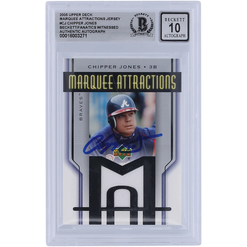 Chipper Jones Atlanta Braves Autographié 2005 Upper Deck Marquee Attractions Jersey Relic #MA-CJ Beckett Fanatics Witnessed Authenticated 10 Card