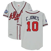 Chipper Jones Atlanta Braves Autographed Gray 1999 World Series Patch Mitchell & Ness Authentic Jersey