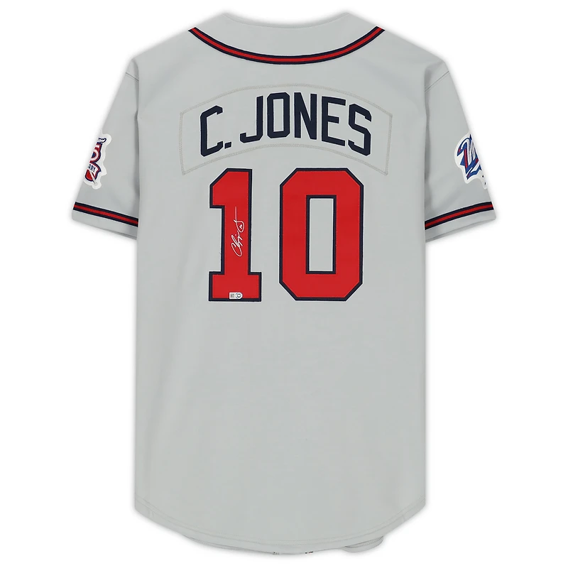 Chipper Jones Atlanta Braves Autographed Gray 1999 World Series Patch Mitchell & Ness Authentic Jersey