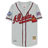 Chipper Jones Atlanta Braves Autographed Gray 1999 World Series Patch Mitchell & Ness Authentic Jersey