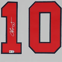 Maillot authentique Mitchell & Ness gris autographié par Chipper Jones des Braves d'Atlanta, écusson de la Série mondiale de 1999
