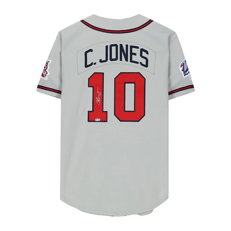 Chipper Jones Atlanta Braves Autographed Gray 1999 World Series Patch Mitchell & Ness Authentic Jersey