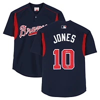 Maillot d'entraînement authentique Mitchell & Ness bleu marine autographié par Chipper Jones des Braves d'Atlanta